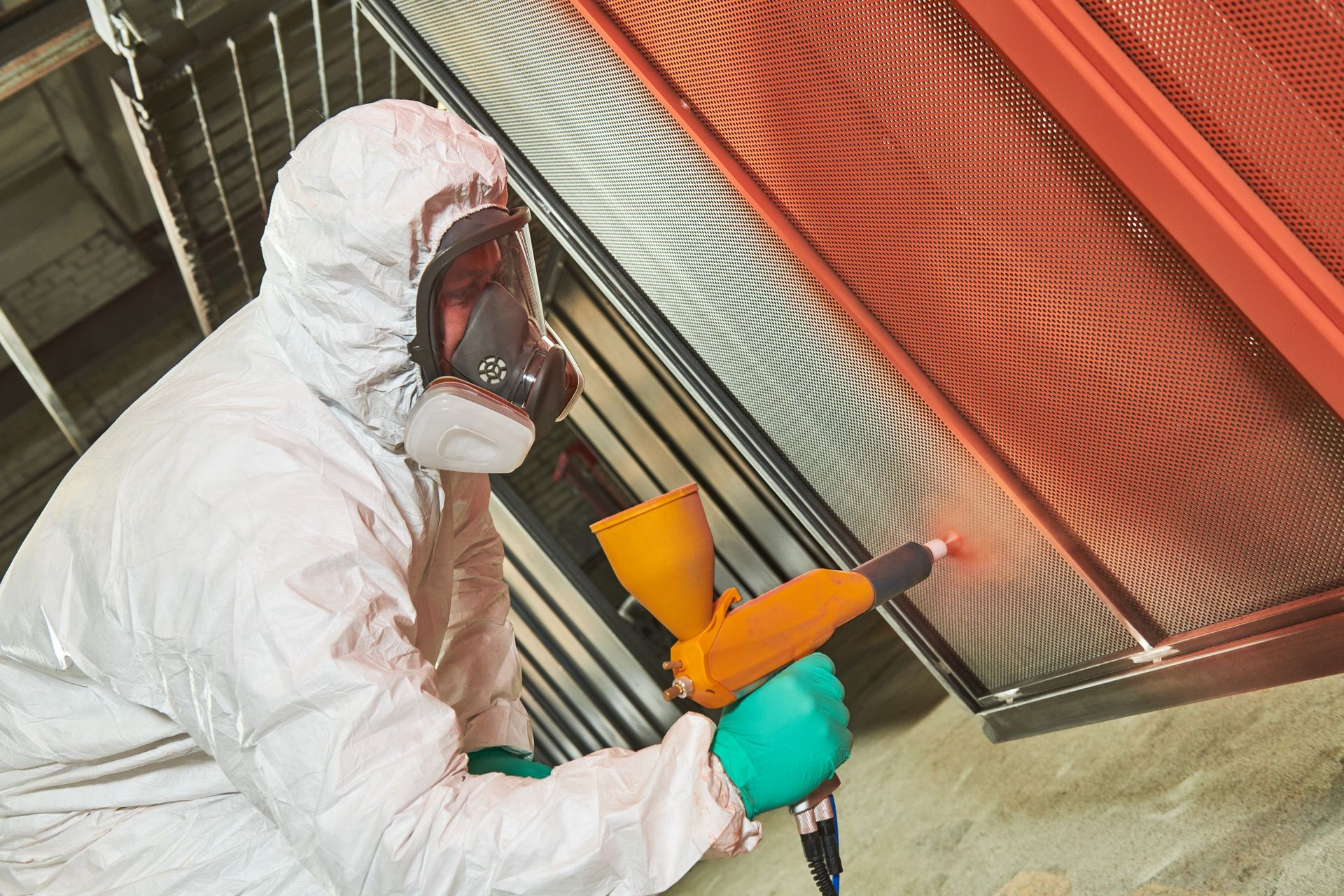 Powder coating a wall
